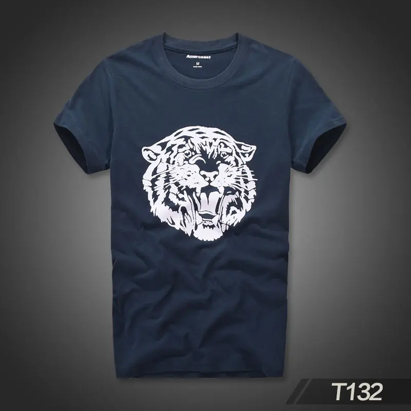 T132 Royal Blue Мужская одежда из хлопка с круглым вырезом и короткими рукавами - Цвет: T132 Royal Blue