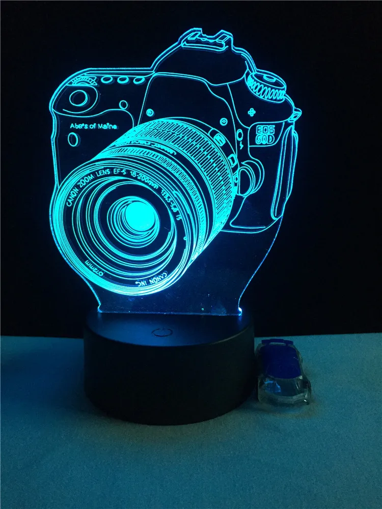 Camera Shape 3D Illusion Night Light USB RGB Colors Change Touch Table Desk Bedroom LED Lamp Girls Lover Gift Home Decoration - купить по