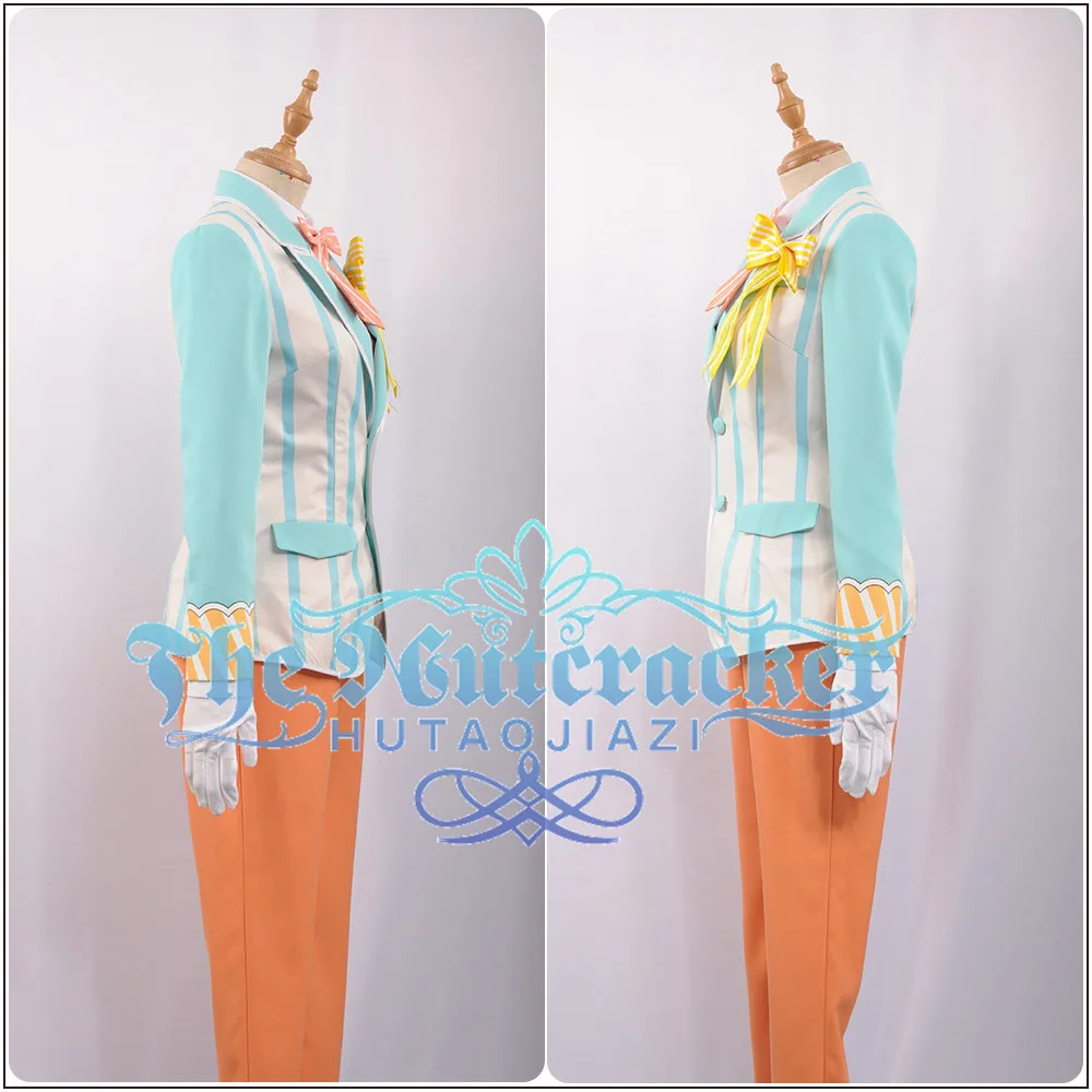 Uta no Prince Sama Sweet Cafe Live Aijima Cecil Cosplay Costume Custom Long Sleeve Blue Striated Jacket Khaki Vest Pants Uniform |