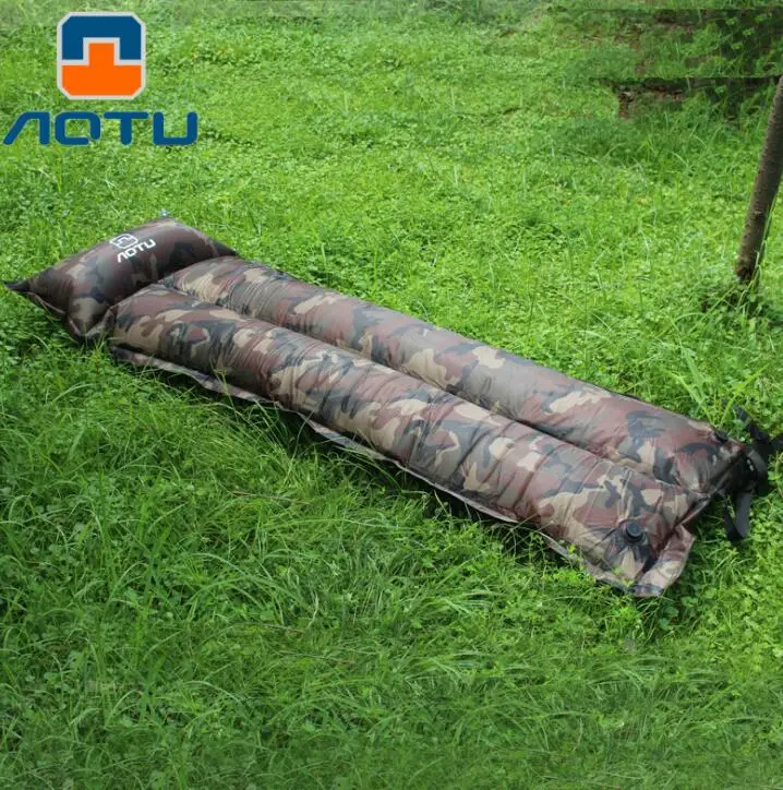 Automatic Inflation Camouflage Ultralight Inflatable Bed Sleeping Pad with Pillow Outdoor Beach Trekking Inflate Camping Mat | Спорт и
