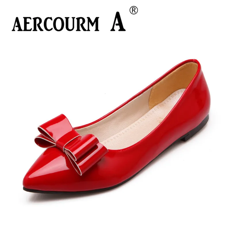 Aercourm A 2018 г. Новые весенние женские туфли на плоской подошве острый носок PU Heather