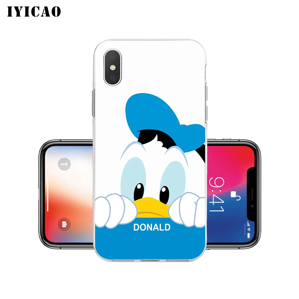 IYICAO Дональд Дак Мягкий силиконовый чехол для телефона iPhone X XR XS MAX 6 6s 7 8 Plus 5 5S SE TPU