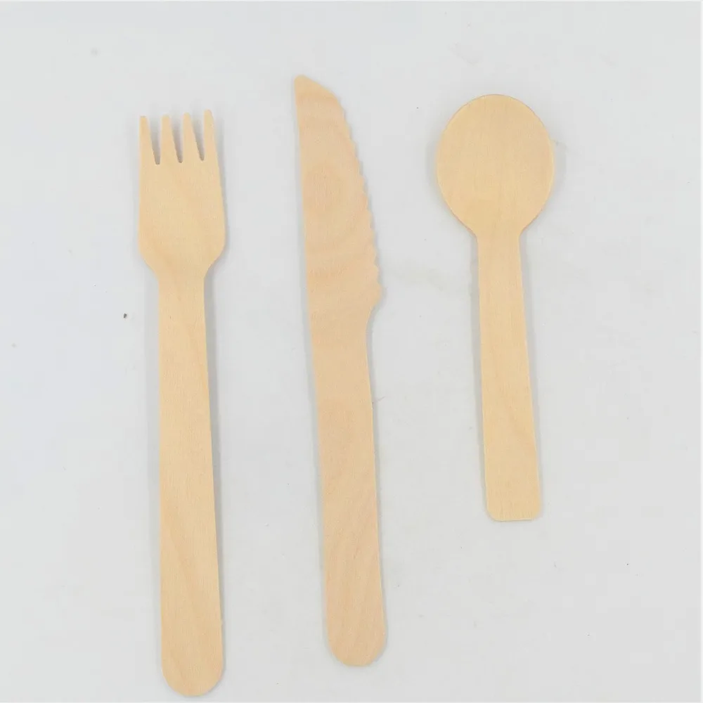 

51 pcs sets Picnic Disposable Tableware Cutlery Disposable Wooden Tableware Cutlery forks Wooden High Quality Wedding