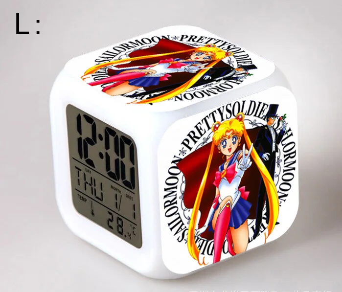 PrettySoldier SailorMoon светодиодный 7 цветов Flash цифровой будильники детский ночной