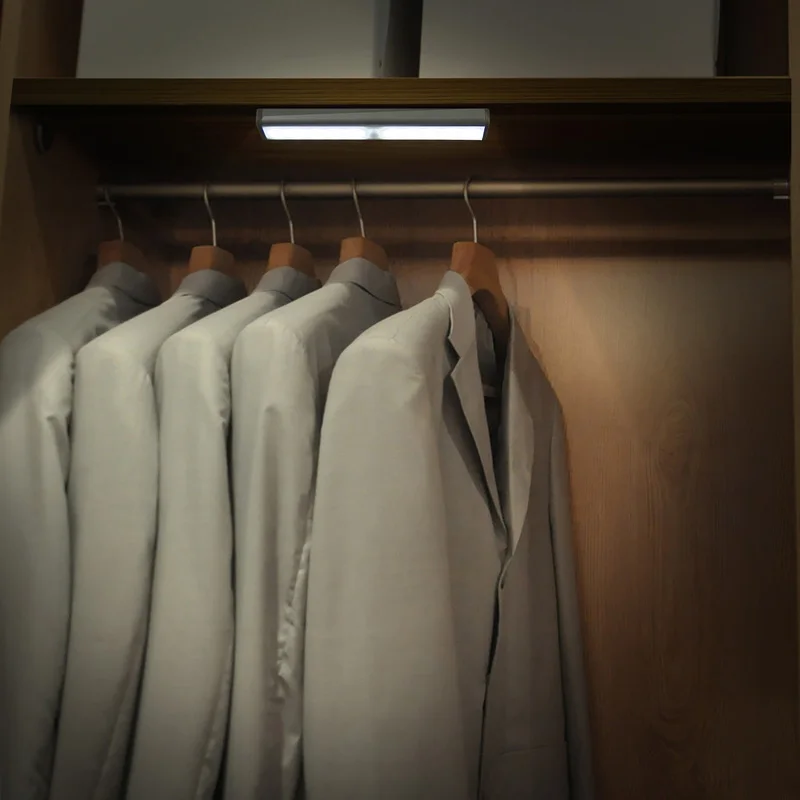 Перезаряжаемый 10 Led Авто датчик движения свет с магнитной полосой шкаф умный