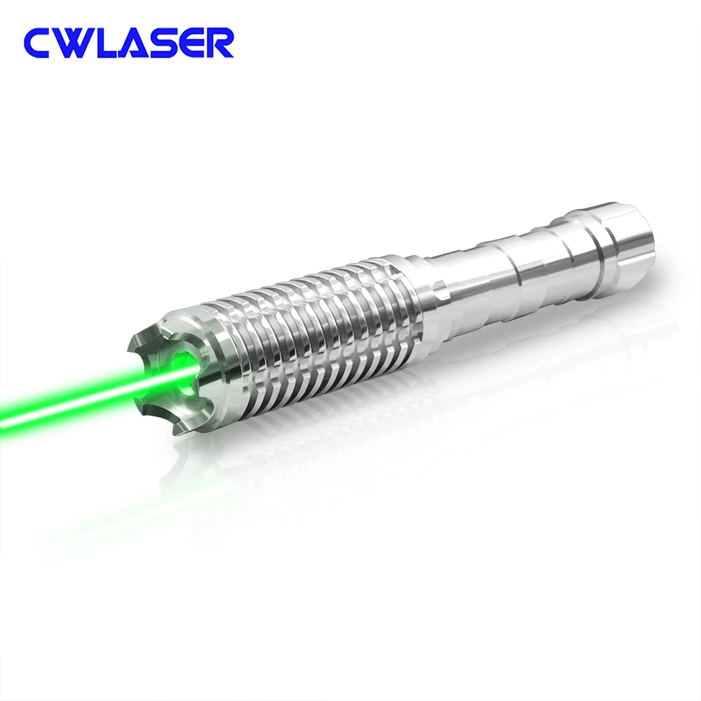 CWLASER мощная лазерная указка из нержавеющей стали 520nm фокусируемая зеленая