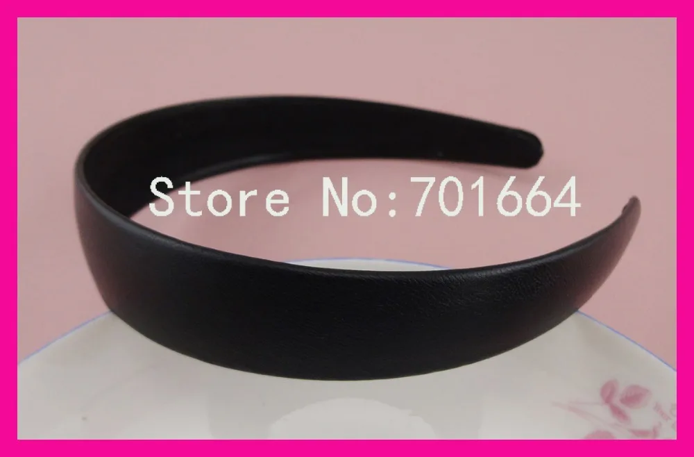 

10PCS 25mm 1.0" Black Imitation Leather Covered Plain Plastic Hair Headbands with black velvet back,BARGAIN for BULK