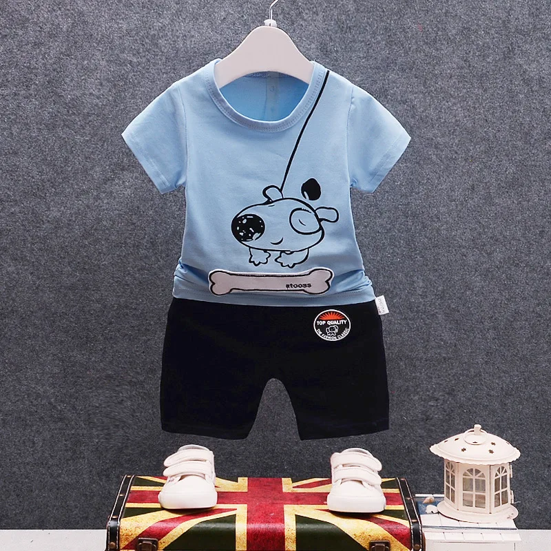 2019 New Summer Baby Boys Clothing Sets Kids girls Cartoon Tops short sleeve T-shirt+shorts pants 2 Pcs Sports Suit | Детская одежда и
