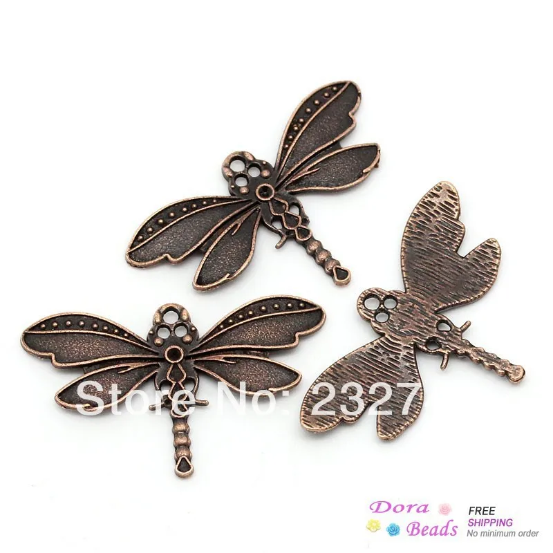 hot- Charm Pendants Dragonfly Antique Copper(Can Hold ss6 Rhinestone) 2.6x4.3cm 50PCs (B30655) | Украшения и аксессуары