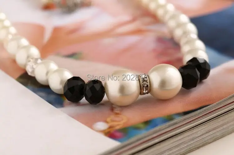 2019 топ-номинальный Тип модный набор шнека жемчужное ожерелье милый черный/белый