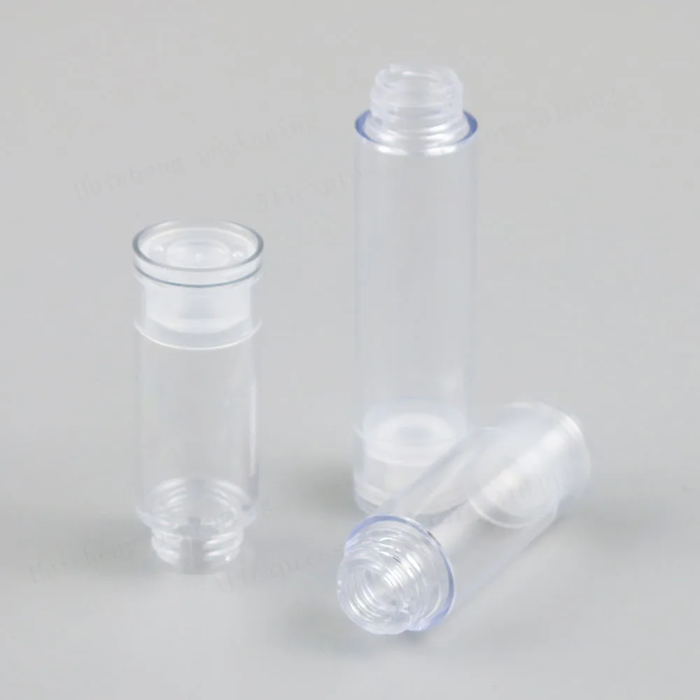 50 x 5ml 10ml Refillable Travel Clear Small Airless Pump Lotion bottles with White Pump Clear Cap 1/3oz Lotion Pump Container