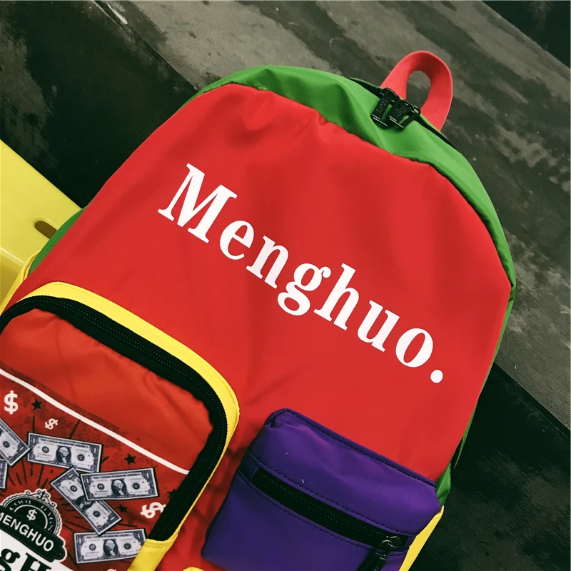 MENGHUO 2018 новый цветной рюкзак на плечо нейлоновый школьная сумка хорошего