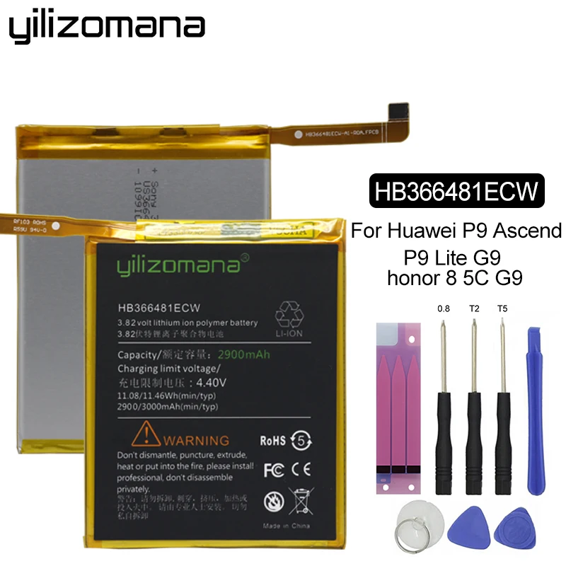 Аккумулятор YILIZOMANA HB366481ECW для телефона Huawei honor 8 9i 9 lite 5C 7C 7S 7A 8E V9 Play Ascend P9 P10 G9 Lite Nova