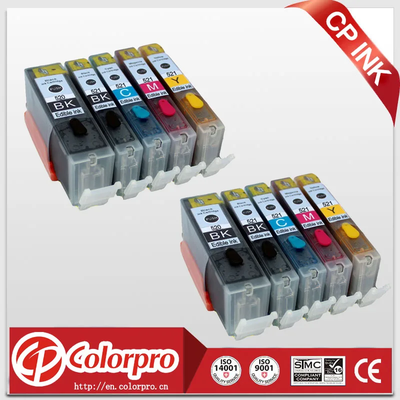 10PK 520 521 картридж со съедобными чернилами для Canon pixma IP3600 IP4600 IP4700 MP540 MP550 MP560 MP620 MP630