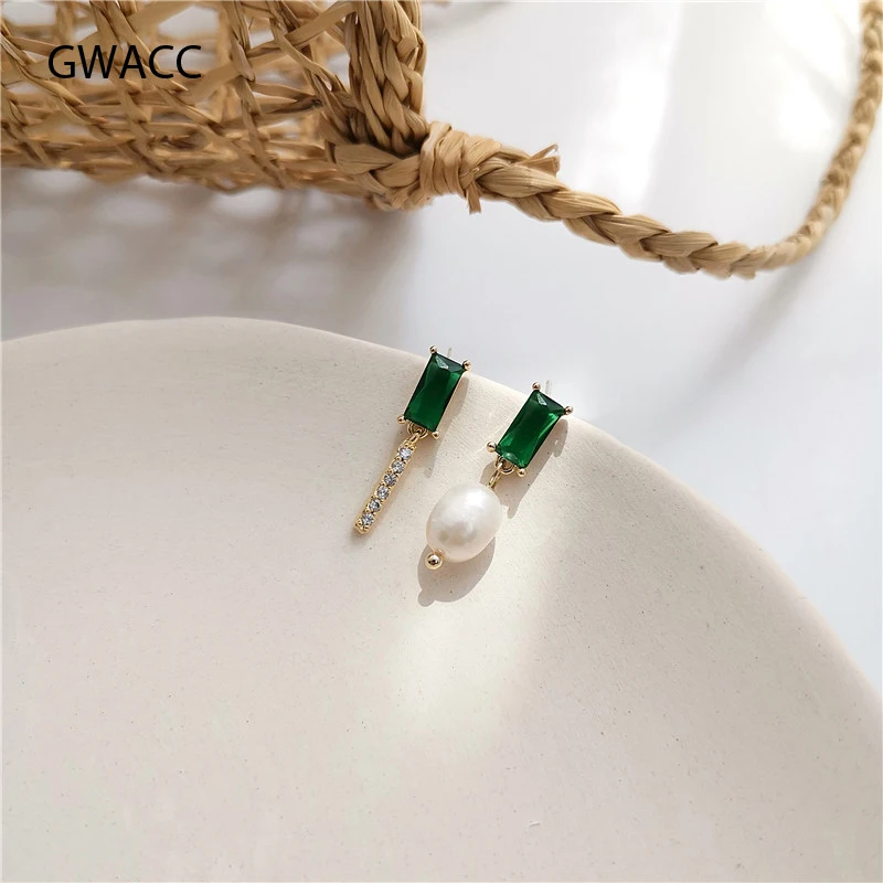 Женские серьги-подвески GWACC серьги в Корейском стиле с зелеными кристаллами и