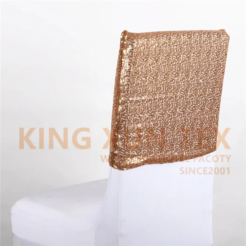 rose gold 25 50 100 шт. банкетные чехлы на кресла из пайеток Кепки накидка для стула для свадебное мероприятие отель украшения - Цвет: rose gold