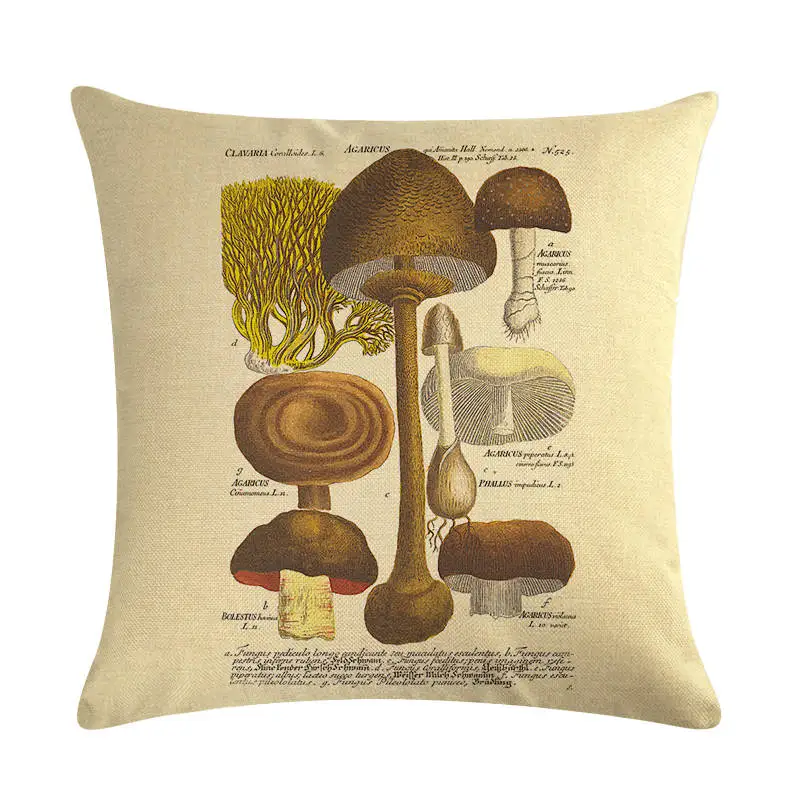 Retro mushroom cushion cover sofa bed throw pillow case decorative botanical almofada 45cm flower cojines ZY203