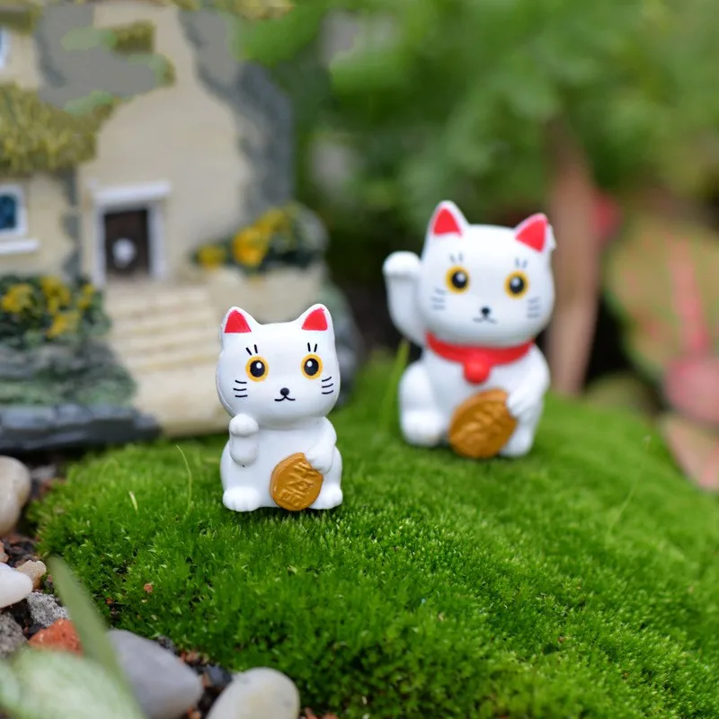 2 Шт. Лаки Деньги Cat DIY Смолы Фея Сад Ремесло Украшения Миниатюрный Микро-Gnome