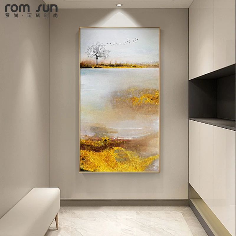 

Modern Coin Land Goleden Forest Canvas Painting Abstract Poster Print For Living Room Aisle Entrance Home Decor Wall Art Picture