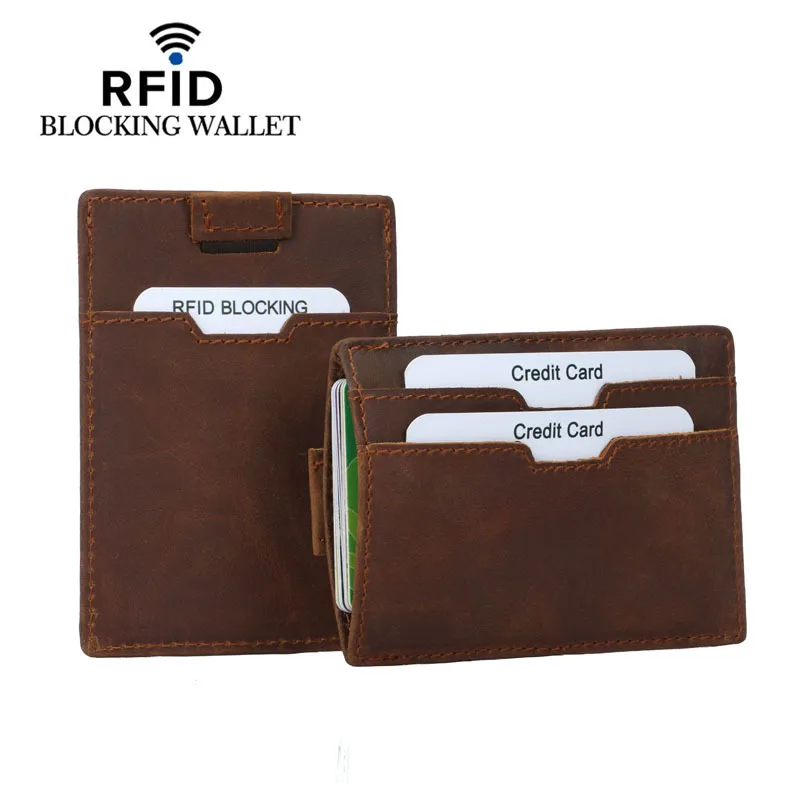 Чехол для кредитных карт из натуральной кожи Rfid блокирующий кошелек кредитная