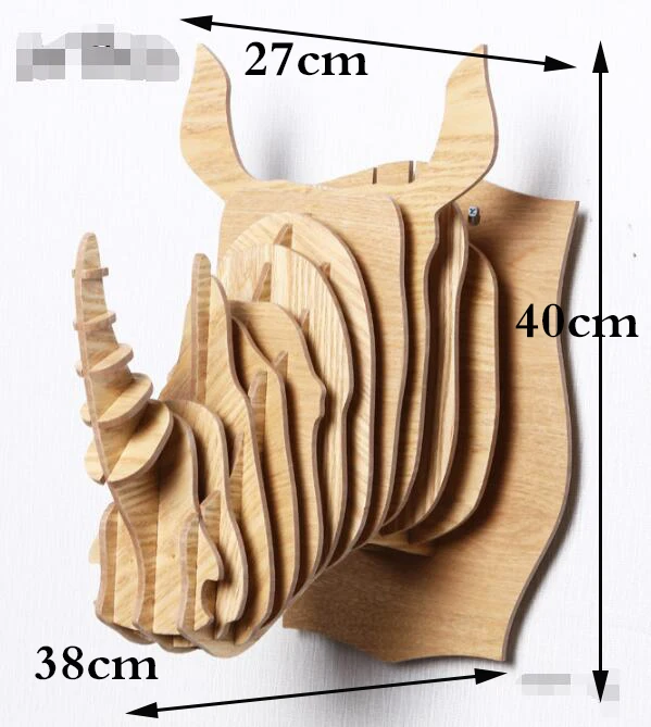 Деревянная голова носорогов на стену подвесная 3D деревянная головоломка модель