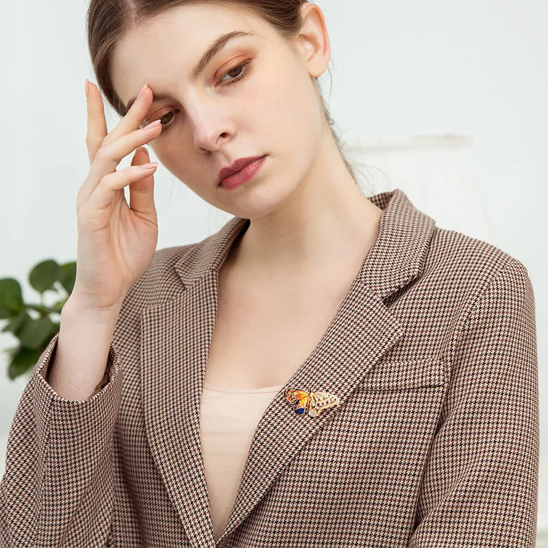 Женская/Мужская брошь-бабочка Funmor фиолетовая эмалированная брошь в форме