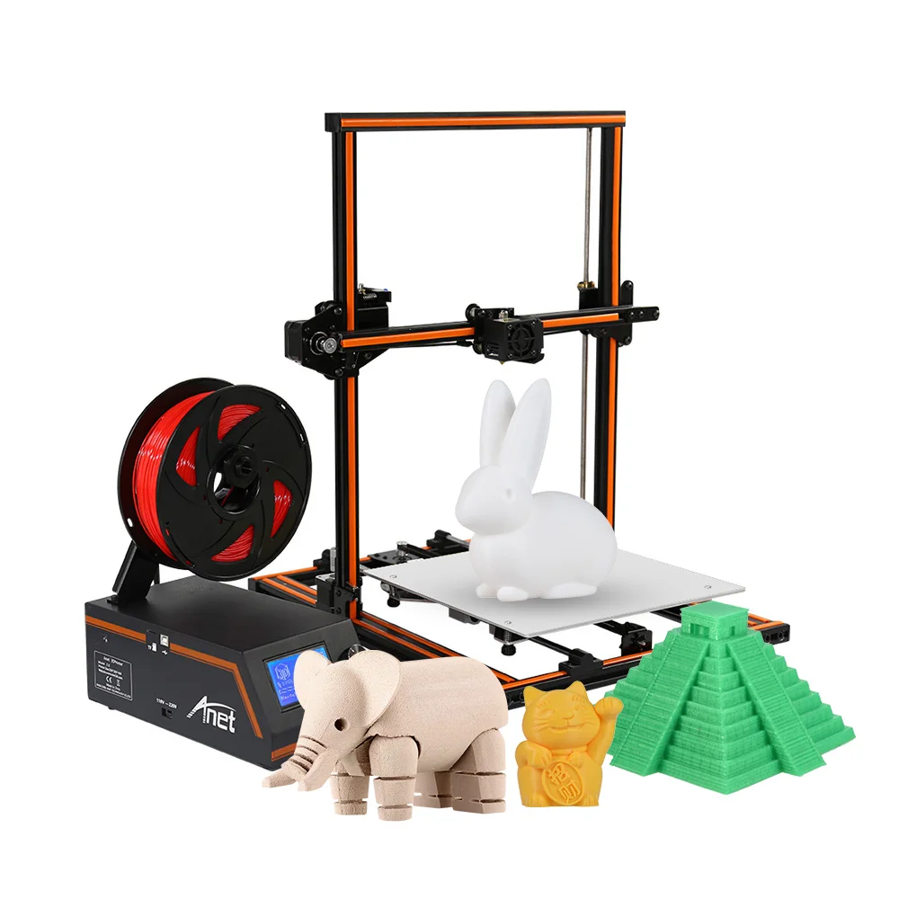 Анет E12 легко собрать Impresora 3d принтер DIY комплект Полный алюминиевый импримант 3D Большой размер i3 с 10 м нити