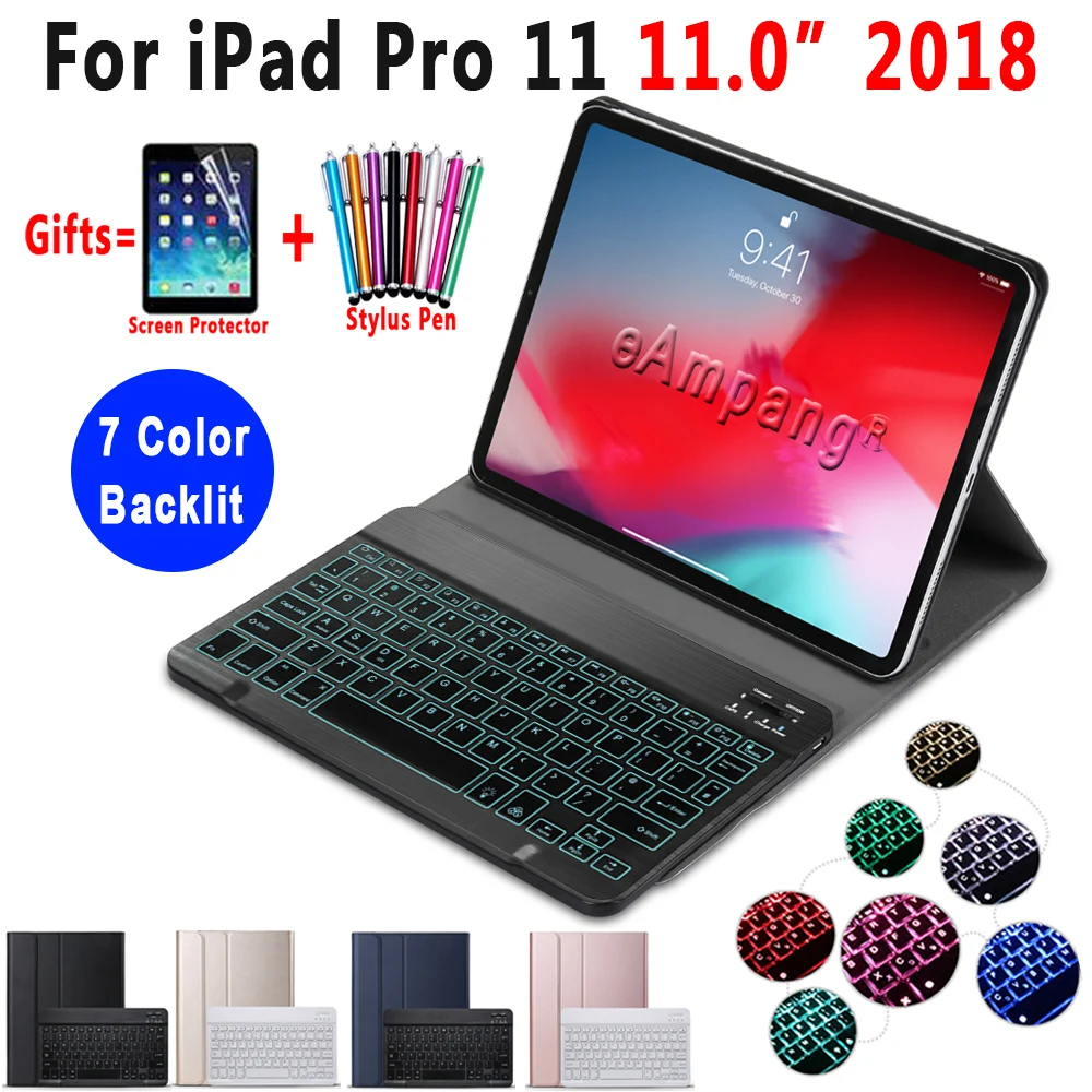7 чехол с клавиатурой подсветкой для Apple iPad Pro 11 A80 a1987 A1934 A2013 тонкий кожаный Bluetooth