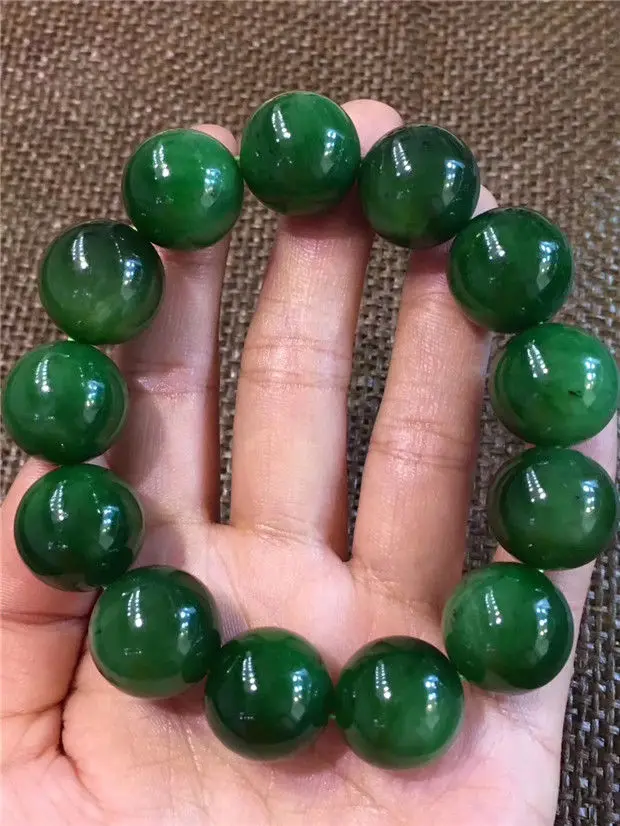 FREE SHIPPING Natural Russian Spinach Green Jasper Beads Stretch Bracelet 17.5mm AAAA | Украшения и аксессуары