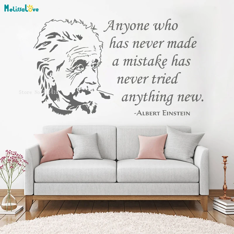 Альберта Enstein Цитата Наклейка на стену образования знак слова офиса плакат для