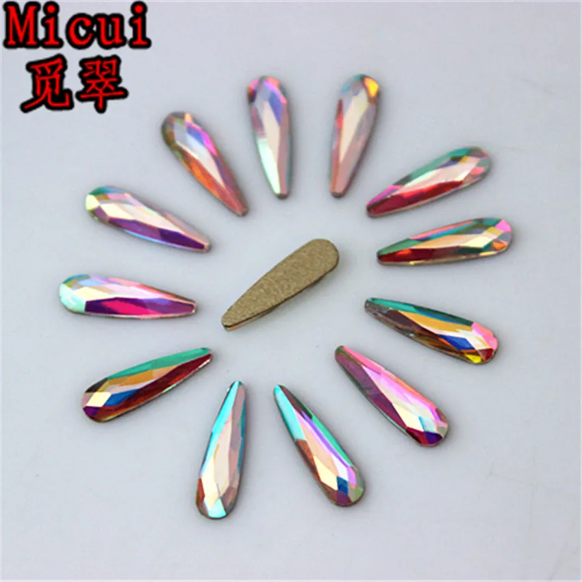 Micui 50 шт. 3*10 мм капли формы AB прозрачное стекло Кристалл Плоская задняя сторона