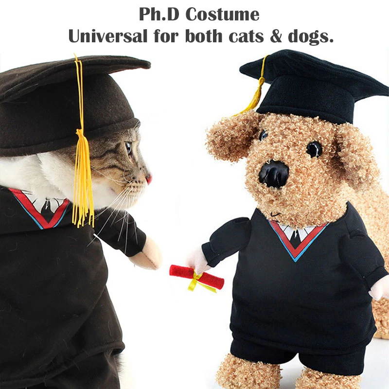 Забавный костюм PhD Cat для собак одежда на Хэллоуин Рождество косплея кошки| |