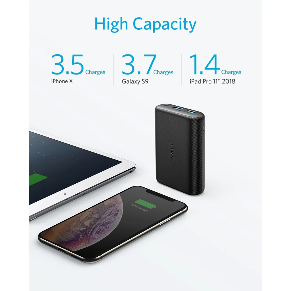 Anker PowerCore 15000 компактный внешний аккумулятор с 2 портами мАч технология PowerIQ и