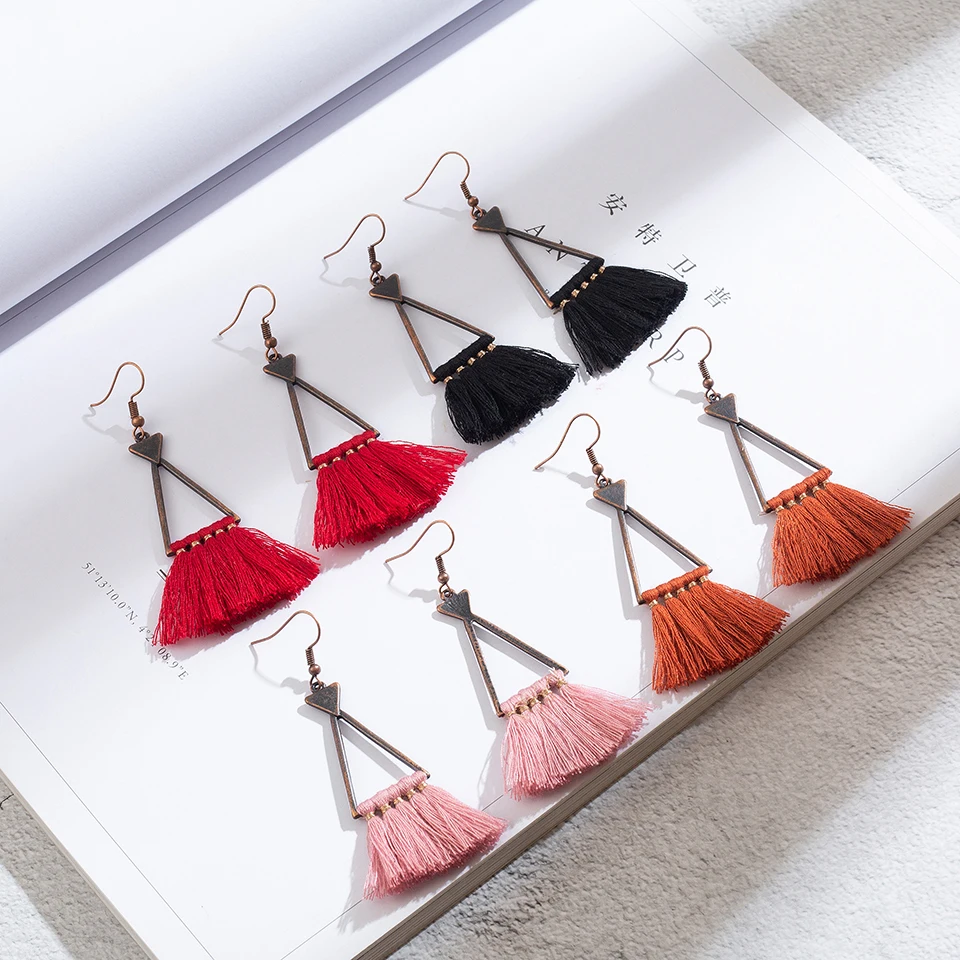 Anitque треугольника на платформе в богемном стиле длинные висячие серьги с