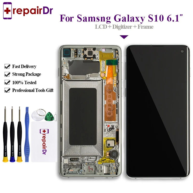 6 1 ''для Samsung Galaxy S10 ЖК дисплей сенсорный экран дигитайзер с рамкой