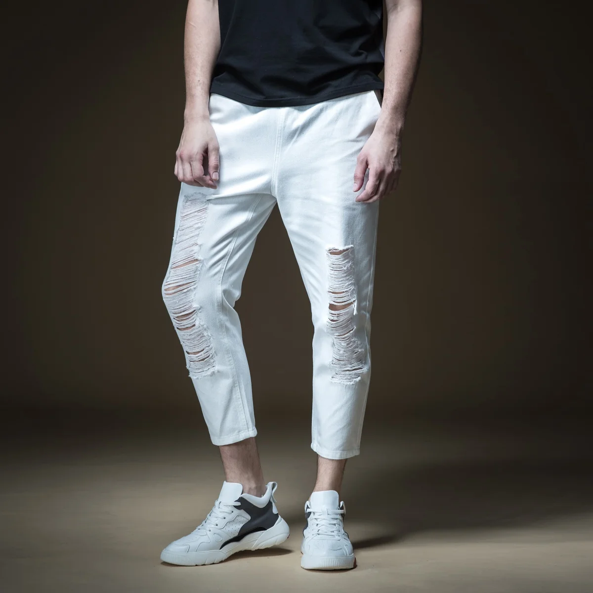 2018 Zipper Fly Jeans Men Pinli For Pingli Summer Hot New Men's Decoration Body Small Foot Hole Nine Points Tide B192216384 | Мужская