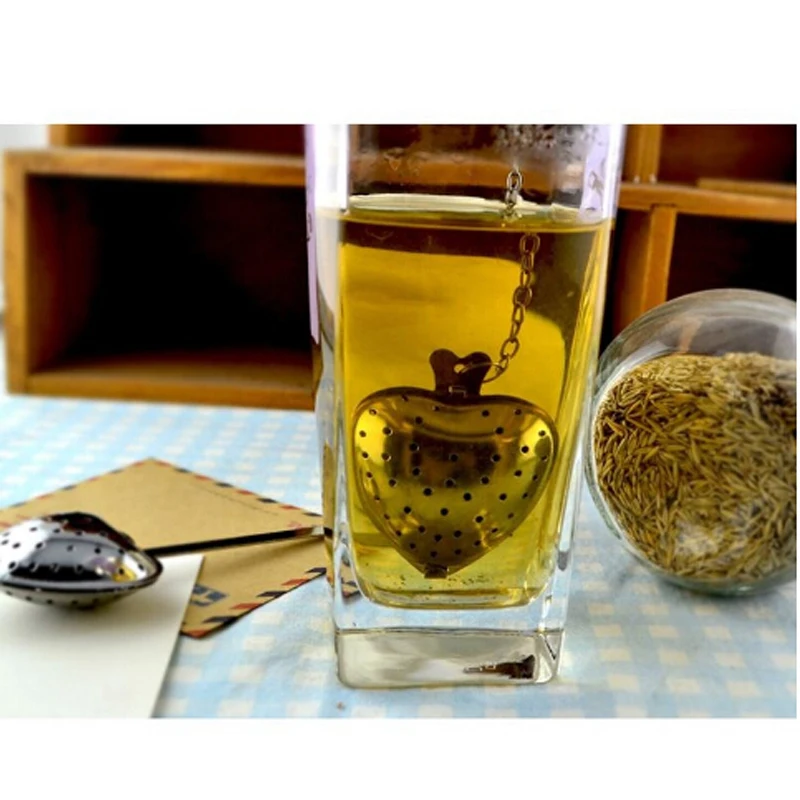 3 шт./компл. Серебряный фильтр в форме сердца для заварки чая из нержавеющей стали