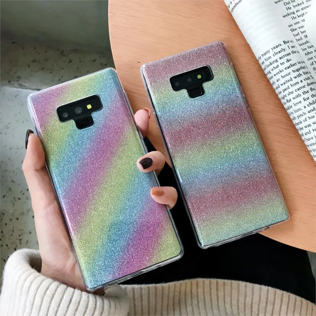 Градиентный лазерный силиконовый чехол из ТПУ для Samsung Galaxy Note 9 8 S10 S10E S9 Plus iphone XS MAX