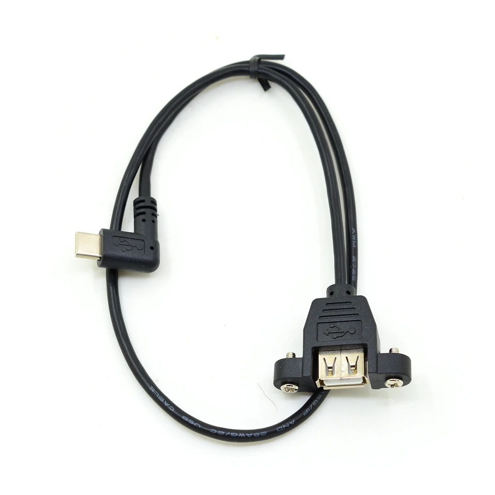 50 см локоть USB 3 1 Тип C папа под углом к 2 0 A женский монтажный кабель 5 м винт дизайн