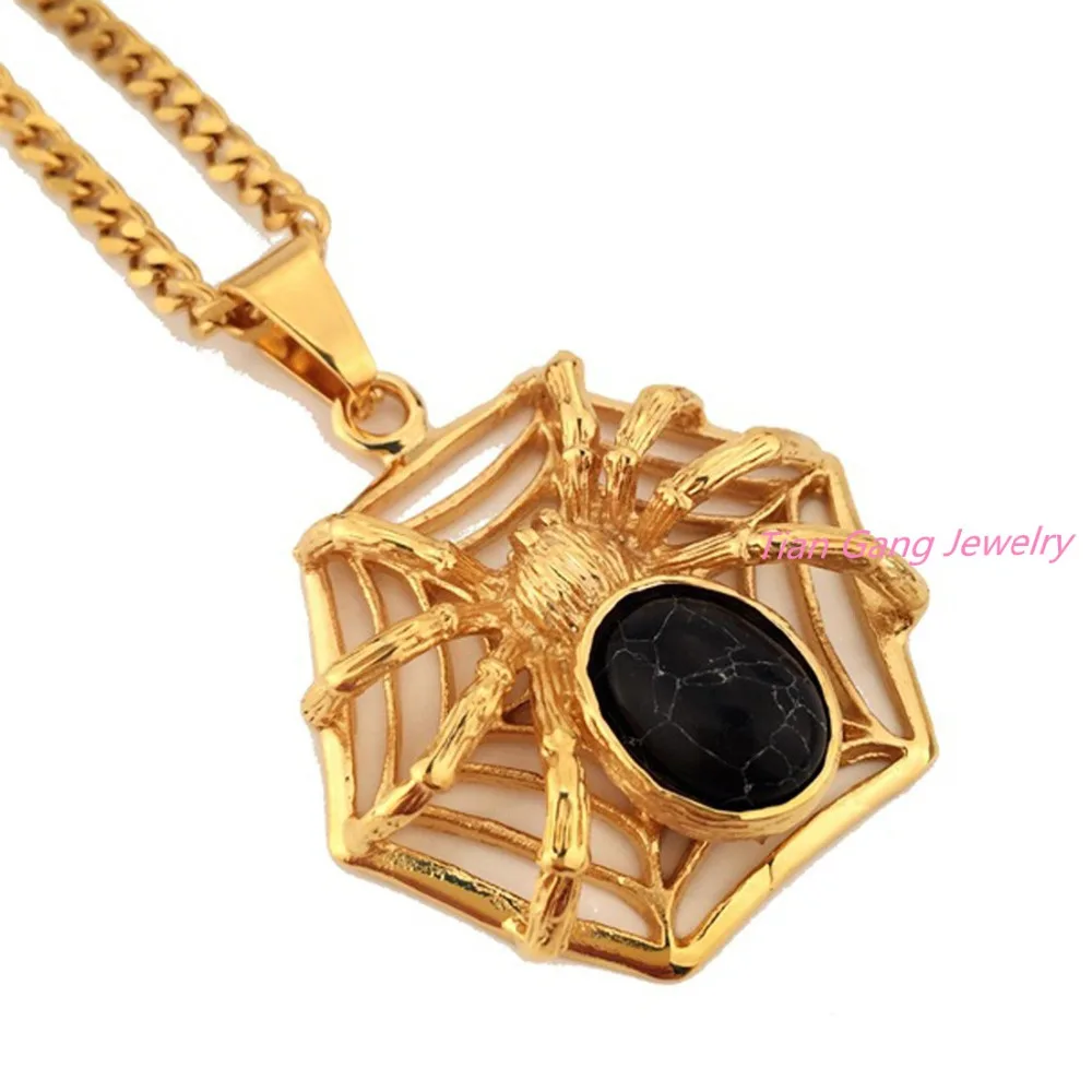 Модные мужские маленькие счастливые ожерелье с пауком в серебряном цвете из