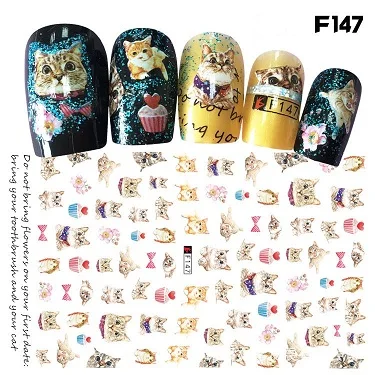 F147 Серия F, наклейки для ногтей, 12*7,5 см, самоклеющиеся наклейки, Цветочные наклейки с мультяшными рисунками для украшения ногтей, F145-174 - Цвет: F147
