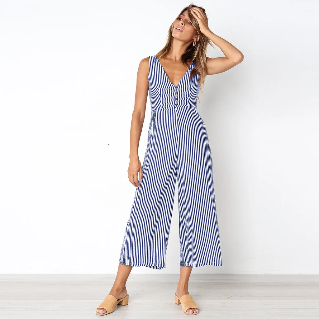 CHAMSGEND женский полосатый комбинезон праздничный пляжный костюм женские летние