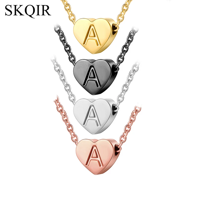 

SKQIR, 26 букв, A-Z, сердце, кулон, ожерелье из нержавеющей стали, колье, ожерелье, алфавит, ювелирные изделия для женщин, индивидуальный подарок