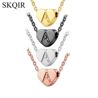 skqir 26 letter a z heart initial pendant necklace stainless steel choker necklace alphabet jewelry for women personalized gift