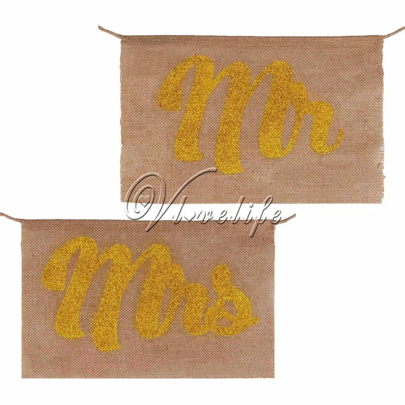 1 комплект блестящий золотой знак Mr Mrs для стула мешковина свадебные реквизиты