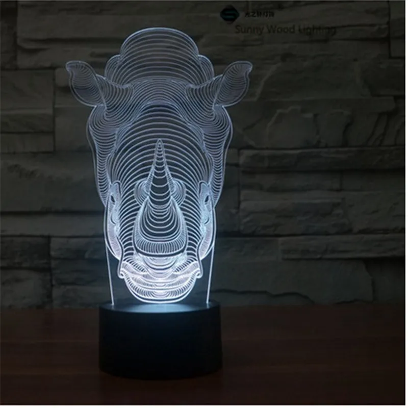 Rhinocerostouch сеньор Новинка 3D светодиодный ночник для Бади комнаты тумбочка лампа