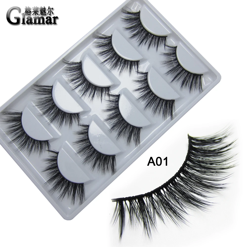 GLAMAR 5 пар/компл. хорошее качество 3D норковые ресницы натуральная Длинная полная