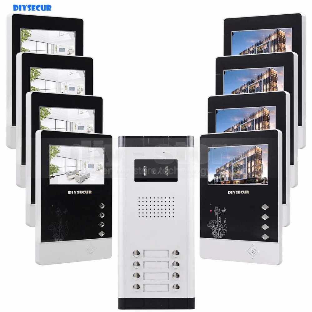 DIYSECUR DIY 4 3 &quot4 проводная Квартира видео телефон двери аудио визуальный домофон