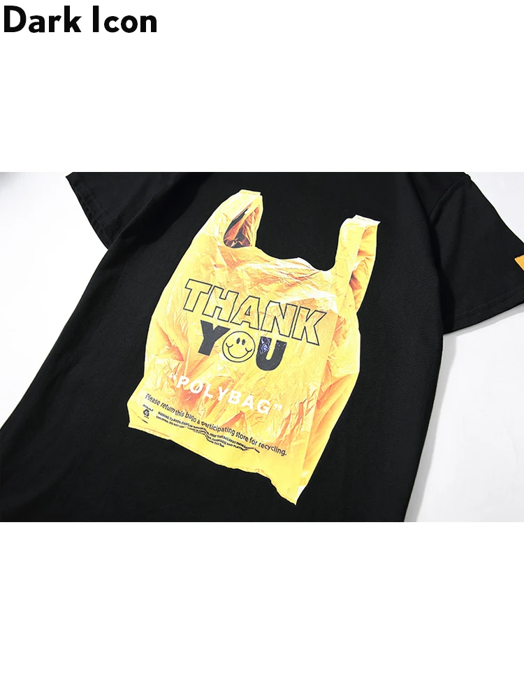 Темный логотип Thank You Poly Bag напечатаны мужские футболки с коротким рукавом 2019