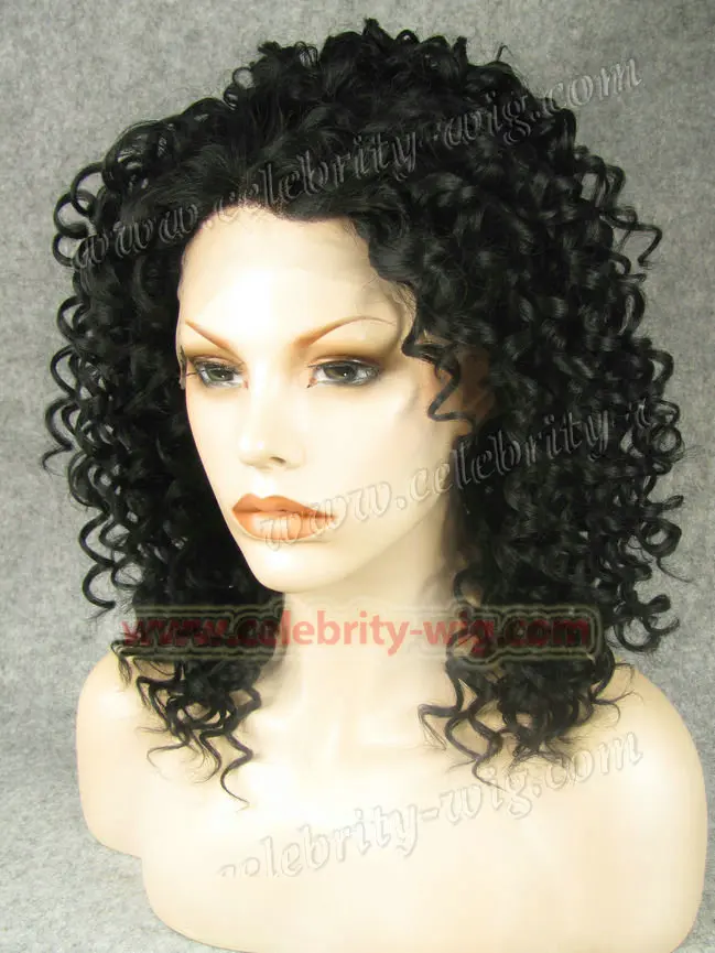N15-1 Fairy Lady Volume Bounce Curl New Style Synthetic Lace Front Wig Rihanna Black |